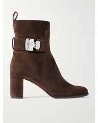 Christian Louboutin - Booty Lock 70 Embellished Suede Ankle Boots - Lyst