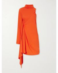 Balenciaga - Draped One-Sleeve Cotton-Jersey Mini Dress - Lyst