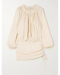 Isabel Marant - Jaoni Minikleid Aus Baumwollgaze Mit Raffungen Und Flechtdetails - Lyst