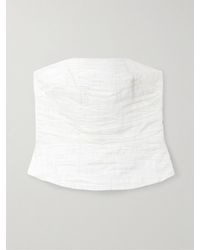 Aje. - Sunbeam Strapless Ruched Cotton-Poplin Top - Lyst