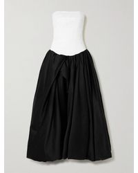 Aje. - Violette Strapless Ruched Cotton-Poplin Gown - Lyst