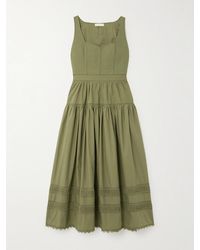 Ulla Johnson - Isadora Tiered Lace-Trimmed Cotton-Poplin Midi Dress - Lyst