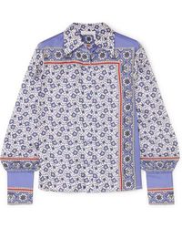 Chloé Hemd Aus Bedrucktem Seiden-twill - Blau