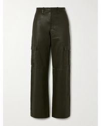 SPRWMN - Leather Wide-Leg Cargo Pants - Lyst