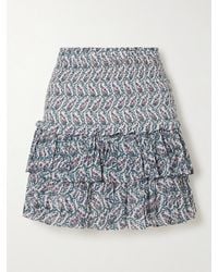 Isabel Marant - Naomi Minirock Aus Baumwoll-Voile Mit Blumenprint, Raffungen Und Stufen - Lyst