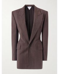 Bottega Veneta - Blazer En Serge De Laine Mélangée À Fines Rayures - Lyst