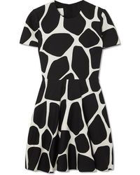 Valentino Giraffe Print Flared Mini Dress - White