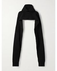 Sacai - Pull À Capuche Raccourci En Laine Mélangée Côtelée - Lyst
