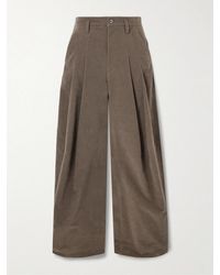 Brunello Cucinelli - Pleated Brushed Cotton-Blend Wide-Leg Pants - Lyst