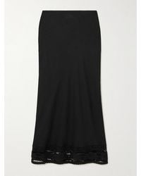 RIXO London - Magda Lace-Trimmed Linen And Cotton-Blend Midi Skirt - Lyst