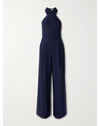 A.L.C. - Murphy Ii Belted Pleated Linen-Blend Twill Halterneck Jumpsuit - Lyst