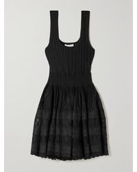 Alaïa - Ribbed Pointelle-Knit Mini Dress - Lyst