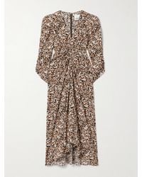 Isabel Marant - Albini Midikleid Aus Einer Bedruckten Seidenmischung Mit Raffungen - Lyst