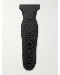 Norma Kamali - Schulterfreie Robe Aus Stretch-Jersey Mit Raffungen - Lyst