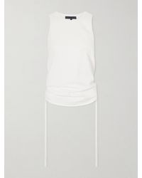 Tibi - Ruched Open-Back Cotton-Blend Jersey Tank - Lyst