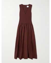 Esse Studios - Robe Longue En Mailles Stretch Et En Popeline De Coton Biologique À Fronces - Lyst