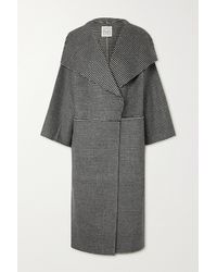 Totême Signature Mantel Aus Einer Woll-kaschmirmischung Mit Hahnentrittmuster - Schwarz