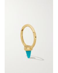 Maria Tash 8mm Short Spike 14-karat Gold Turquoise Single Hoop Earring - Blue