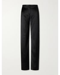 KHAITE - Hunter Pleated Satin Straight-Leg Pants - Lyst