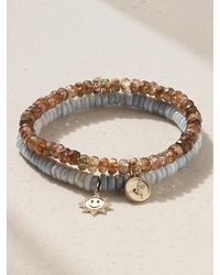 Sydney Evan - Small Happy Face Set Of Two 14-Karat, Opal And Andalusite Bracelets - Lyst