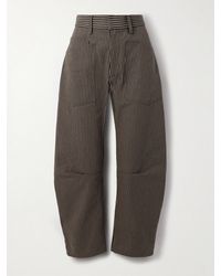 Nili Lotan - Shon Striped Cotton-Twill Barrel-Leg Pants - Lyst