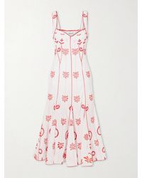 Charo Ruiz - Naia Tiered Broderie Anglaise Cotton-Blend Midi Dress - Lyst