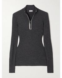 Brunello Cucinelli - Bead-Embellished Ribbed Wool Turtleneck Top - Lyst