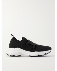 Tod's - Leather-Trimmed Stretch-Knit Slip-On Sneakers - Lyst