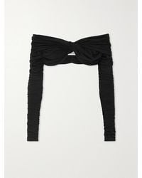 Monot - Off-The-Shoulder Cropped Twisted Ruched Stretch-Jersey Top - Lyst