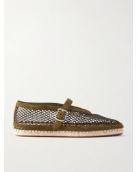 Alaïa - Suede-Trimmed Mesh Espadrilles - Lyst
