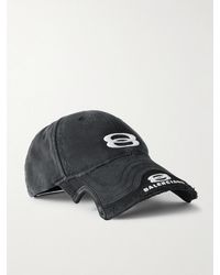 Balenciaga - Double Unity Distressed Embroidered Cotton-Drill Baseball Cap - Lyst