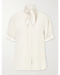 Maria McManus - Tie-Detailed Sateen-Trimmed Crepe Shirt - Lyst