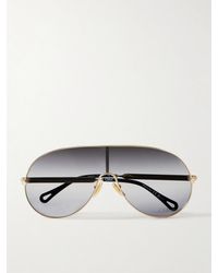 Chloé - Aly Oversized Aviator-Style-Tone Sunglasses - Lyst