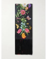 Gucci - Fringed Sequin-Embellished Floral-Print Silk-Twill Scarf - Lyst