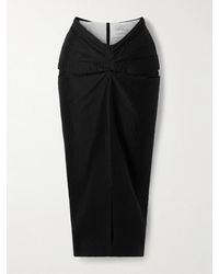 Lanvin - Draped Satin-Jacquard Midi Skirt - Lyst