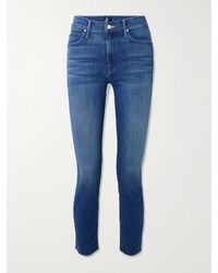 Mother - The Dazzler Ankle Frayed Mid-Rise Slim-Leg Jeans - Lyst