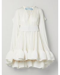 Lanvin - Cape-Effect Tie-Detailed Crepe Mini Dress - Lyst