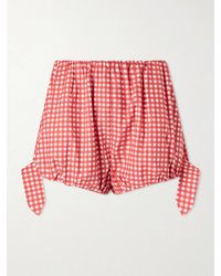 Posse - Rosie Tie-Detailed Checked Cotton-Poplin Shorts - Lyst