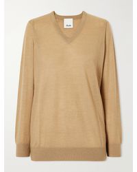 Allude - Ribbed-Trimmed V-Neck Cashmere Sweater - Lyst