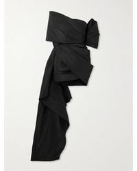 Oscar de la Renta - Mini-Robe Épaules Nues Asymétrique En Faille De Soie À Drapés - Lyst