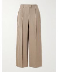 Brunello Cucinelli - Hose Mit Weitem Bein Aus Twill Mit Falten Und Zierperlen - Lyst