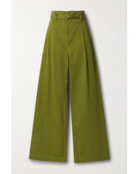Damen Bekleidung Hosen und Chinos Ausgestellte und Palazzo Hosen Vince Baumwolle HOSE PLEATED in Grün 
