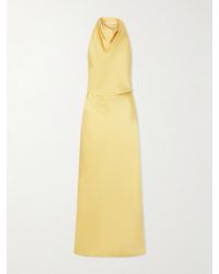 Jonathan Simkhai - Reannon Draped Satin Halterneck Gown - Lyst