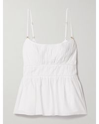 Aje. - Acapella Gathered Cotton-Voile Peplum Top - Lyst