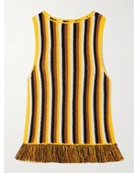 Escvdo - Misti Fringed Striped Crocheted Cotton Tank - Lyst