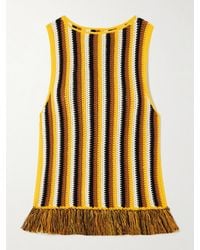 Escvdo - Misti Oberteil Aus Gehäkelter, Gestreifter Baumwolle Mit Fransen - Lyst