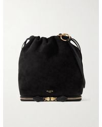 Alaïa - Le Pochon Leather-Trimmed Suede Shoulder Bag - Lyst