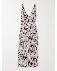 Alessandra Rich - Midikleid Aus Crêpe De Chine Aus Seide Mit Blumenprint, Schleife Und Falten - Lyst
