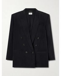 Saint Laurent - Double-Breasted Silk-Habotai Blazer - Lyst