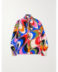 PUCCI - Pussy-Bow Printed Crepe Blouse - Lyst